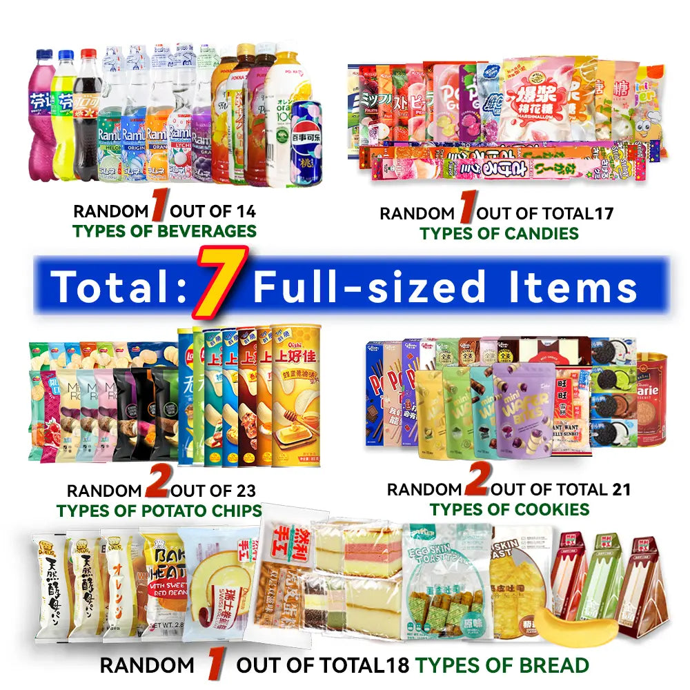 Asian Snack Box | 15 Full-Size Japanese Korean Chinese Snacks & Drinks Dessert Candy