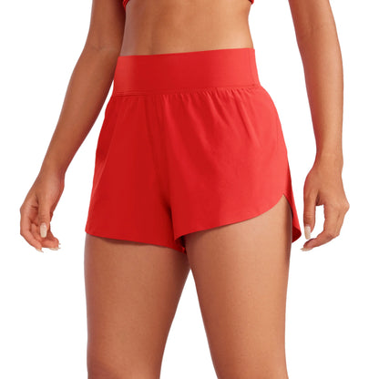 CRZ YOGA High Waisted Dolphin Athletic Running Shorts for Women 3" High Split Comfy Mesh Liner for Gym Workout Track