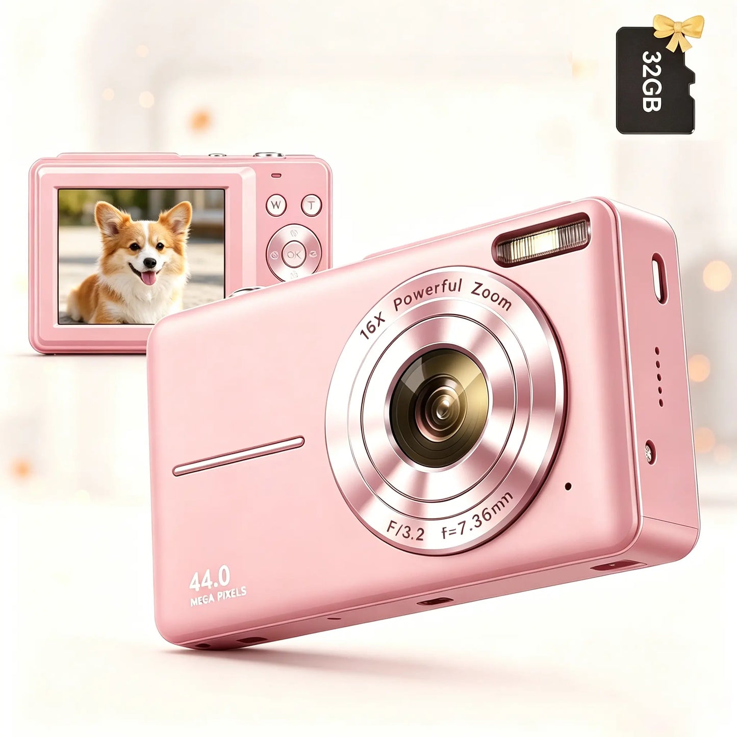2026 Portable Mini Digital Camera - FHD Point-And-Shoot, 16X Digital Zoom, Anti-Shake, Self-Timer, USB Rechargeable, 32GB SD Card, Wrist Strap, Chip-Equipped Gadgets for Purse, Teen Boy Girl Gift, Cool Stuff for Daily Photography #Summervibes