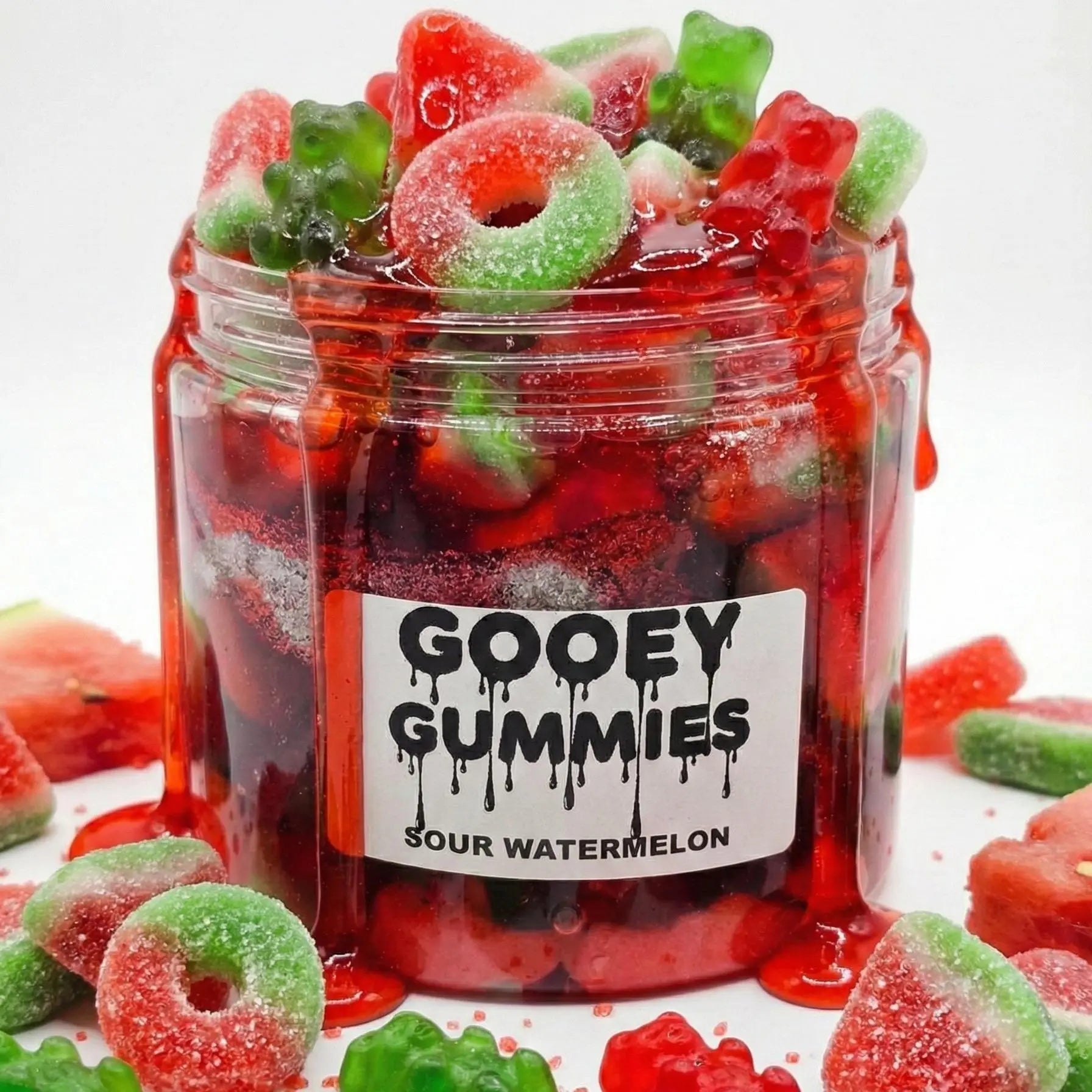 Gooey Gummies Sour Sticky Texture Ultimate Mix Gummies in Sour Oozie Liquid Sour Blue Raspberry Raz Wet Candy Snack Multiple Size & Flavors