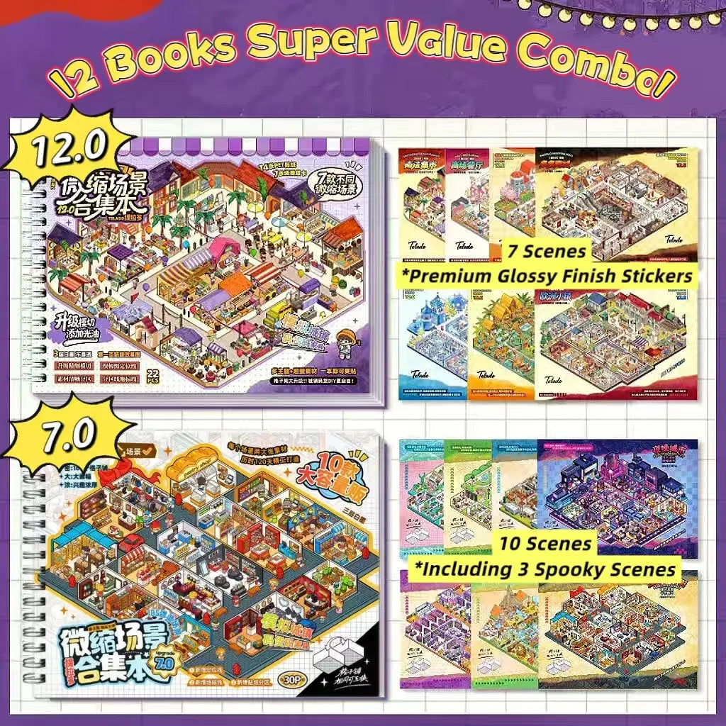 [Telado 1.0-13.0 Sticker Scene Books List] Most Loved 3D Sticker Scene Books, DIY Decorative Stickers for Crafting, Puzzle Stickers, Cute Cartoon Stickers, Creative Stickers for Scrapbooking, Journal Making, Toys & Hobbies