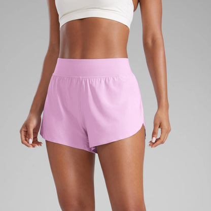 CRZ YOGA High Waisted Dolphin Athletic Running Shorts for Women 3" High Split Comfy Mesh Liner for Gym Workout Track