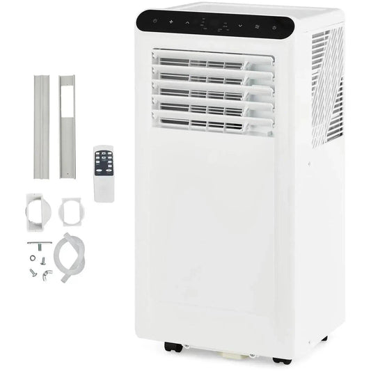 Garvee 14K/10K/8K BTU Portable Air Conditioner - 4-in-1 Cooling Unit with Dehumidifier, Fan, LED/LCD Display, Remote Control, 24-Hour Timer, 4-Way Swing, 360° Wheels, and Window Kit for Home and Office Use