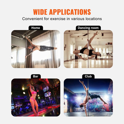 【Summerfinds】Vevor Professional Dancing Pole, , Spinning Static Dancing Pole Kit, Portable Removable Pole, 45Mm Heavy-Duty Stainless Steel Pole, Height Adjustable Fitness Pole, for Exercise Home Club Gym, Silver