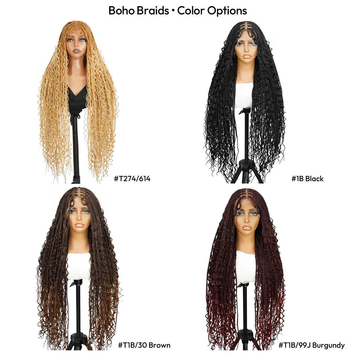 #T274/614 36 Inches Full Lace Premium Synthetic Fiber Bohemian Box Braided Wigs Knotless Supernova Hair Ash Blonde Wig DM to Pre-Cut Lace #Summervibes #Dealsforyoudays