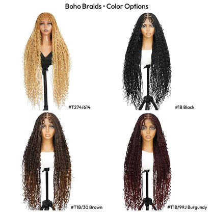 #T274/614 36 Inches Full Lace Premium Synthetic Fiber Bohemian Box Braided Wigs Knotless Supernova Hair Ash Blonde Wig DM to Pre-Cut Lace #Summervibes #Dealsforyoudays