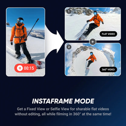 Insta360 X5 - Waterproof 8K 360° Action Camera, Leading Low Light, Invisible Selfie Stick Effect, Rugged and Replaceable Lens, 3-Hour Battery, Built-In Wind Guard, Stabilization, Triple AI Chip Design
