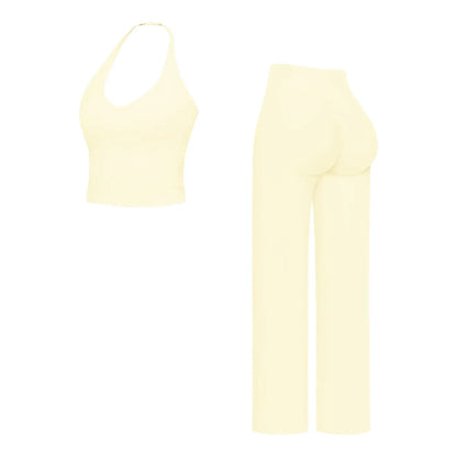 MFVIM Sporty Two-Piece Set Women’S Plain Crop Cami Top & Flare Leg Pants Sports Set, Sporty Casual Comfy Breathable Two-Piece Outfits for Yoga, Gym, Workout, Running, Gym Workout Clothes,Summerwins