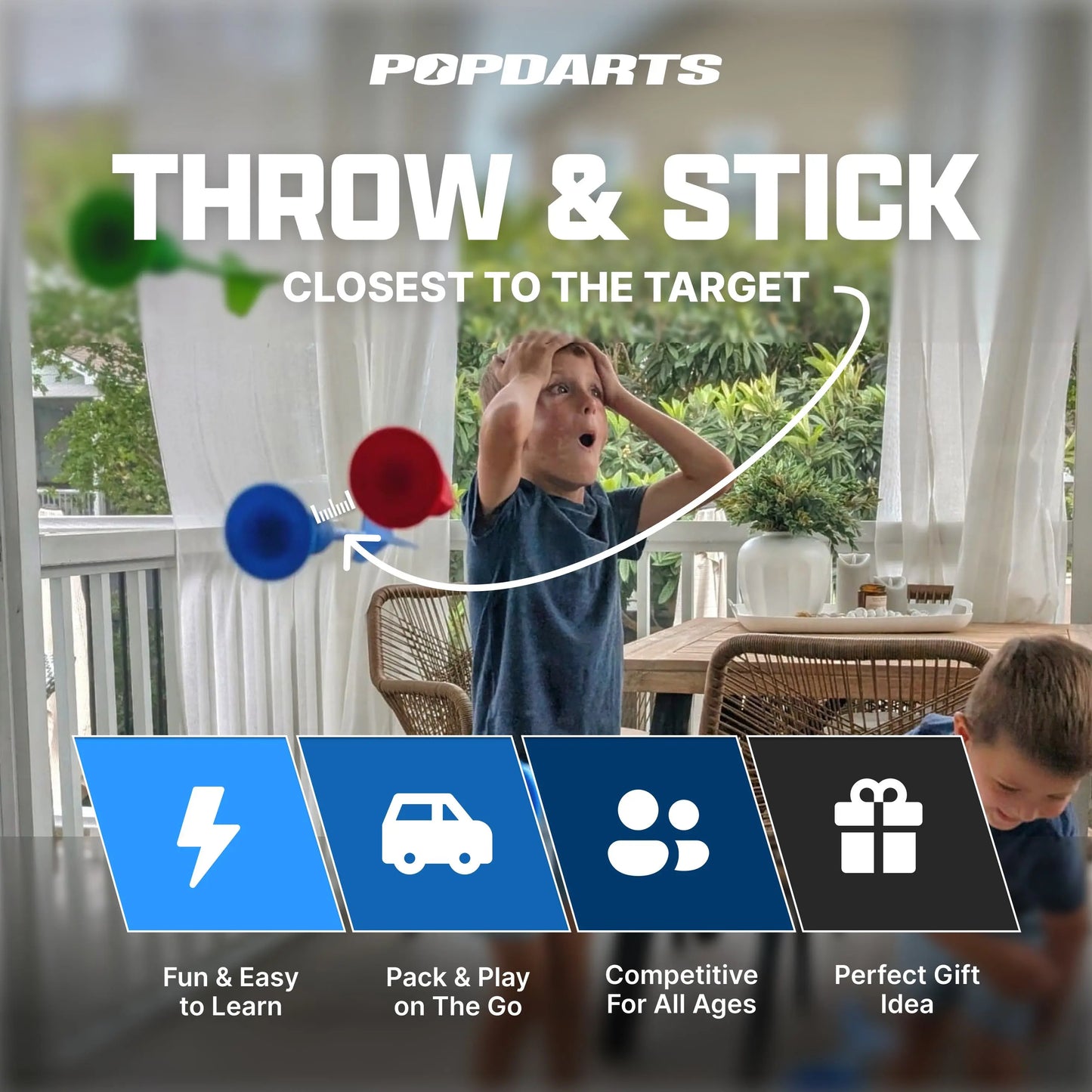 Popdarts Rookie Pack - Crazy Fun Suction Cup Dart Game Safe for All Ages! Play Indoor & Outdoor!