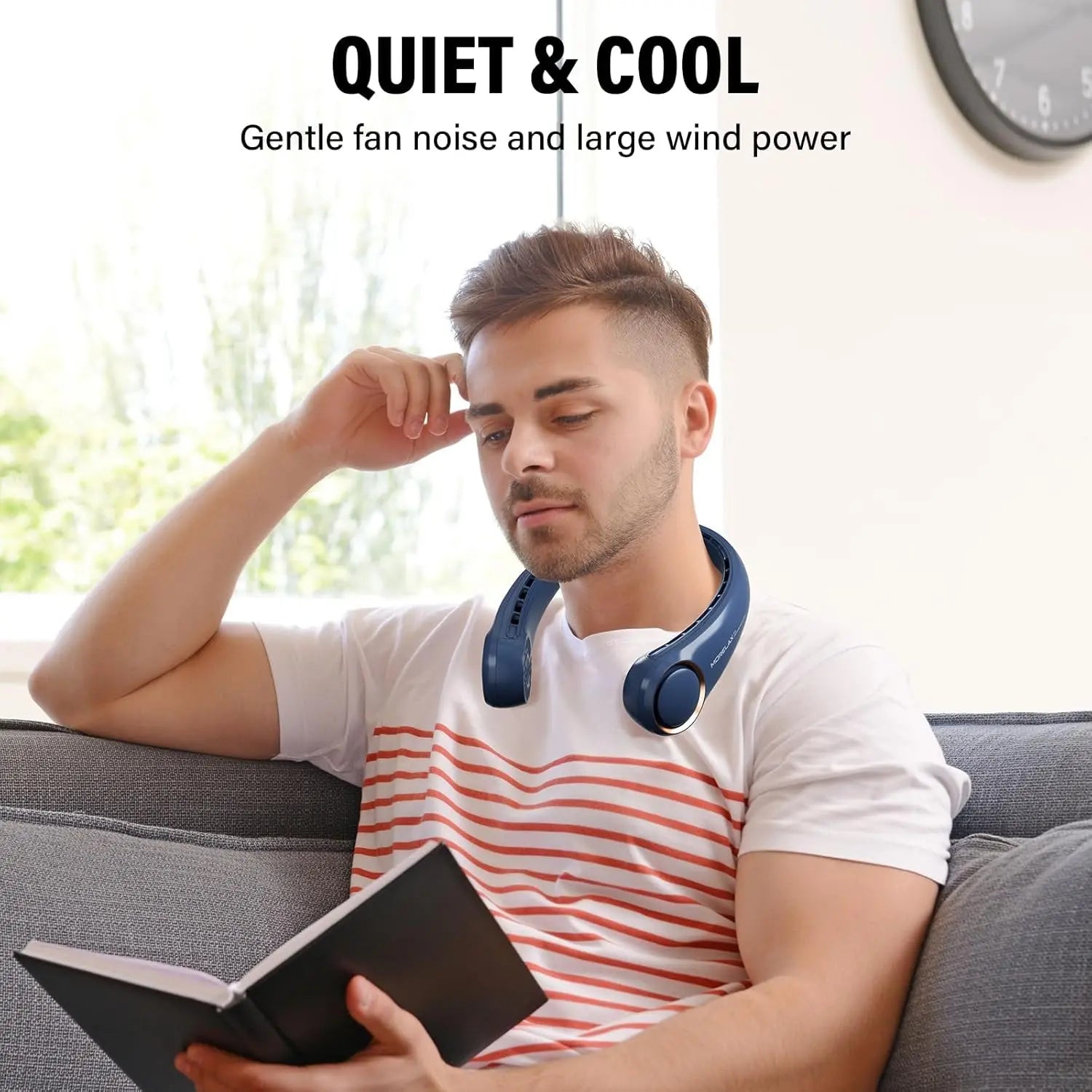 Neck Fan, USB Rechargeable Personal Fan, 3 Speeds Adjustable Powerful Strong Wind 360° Cooling, Quiet, No Blade Design, No Hair Twisting, Summer Gifts