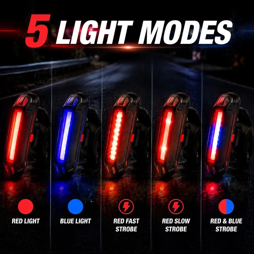 Bike Tail Light 2 Pack, USB Rechargeable LED Rear Bike Lights, IPX5 Water-Resistant Bicycle Taillights with 5 Modes