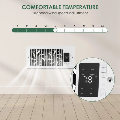Father'S Day Register Booster Fan for 4” X 10” Register Holes, Window Fan, 10-Speed Quiet Ventilation Fan with Thermostat & Remote, Negative Ion Air Vent Booster, Enhances Airflow & Home Comfort Heating Circulation
