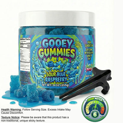 Gooey Gummies Sour Sticky Texture Ultimate Mix Gummies in Sour Oozie Liquid Sour Blue Raspberry Raz Wet Candy Snack Multiple Size & Flavors