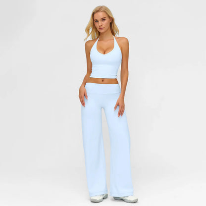 MFVIM Sporty Two-Piece Set Women’S Plain Crop Cami Top & Flare Leg Pants Sports Set, Sporty Casual Comfy Breathable Two-Piece Outfits for Yoga, Gym, Workout, Running, Gym Workout Clothes,Summerwins